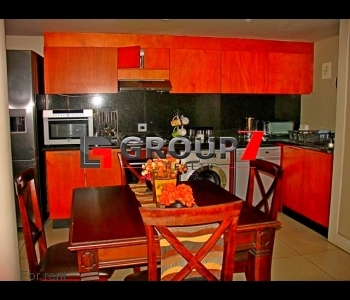 Open plan kitchen and dining area